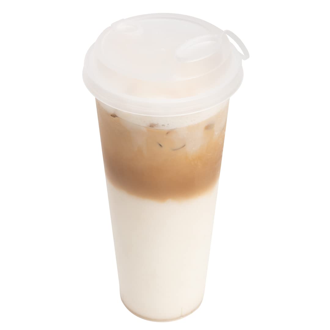 Bev Tek White Plastic Hot / Cold Drinking Cup 2-in-1 Straw or