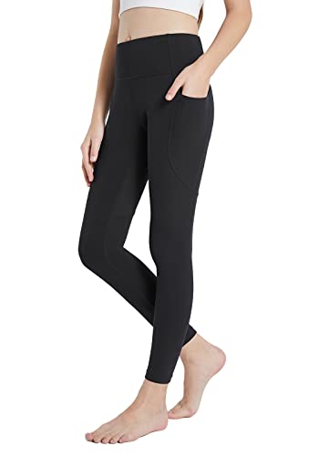 BALEAF Youth Girls' Athletic Dance Leggings Kids Yoga Pants Compression  Running Workout Tights with Side Pockets Black Small Slim