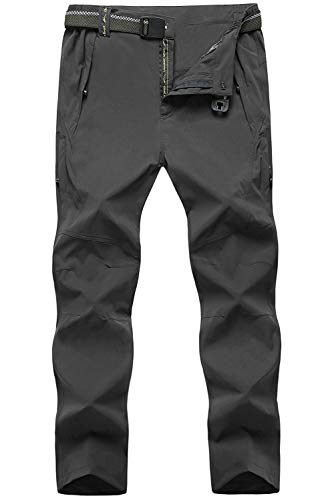TBMPOY Men's Hiking Pants with Belt Outdoor Quick-Dry Lightweight  Waterproof Fishing Mountain Pants 5 Zipper