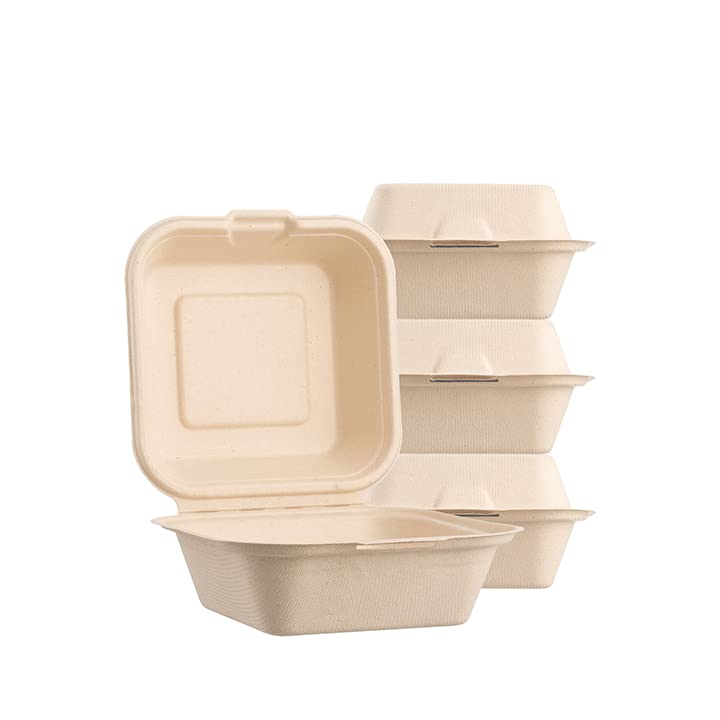 Compostable 3-Compartment Rectangular Hinged Clamshell 9x9 TakeOut