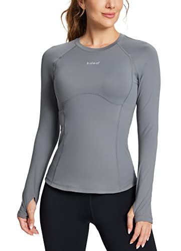 BALEAF Women's Long Sleeve Workout Tops Compression Running Shirts Fitted  Athletic Warm Thumbholes Quick Dry Stretch