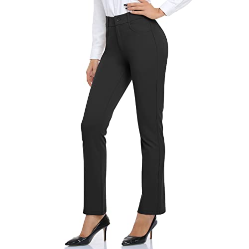  DAYOUNG Women's Yoga Dress Pants Work Office Business Casual  Slacks Stretch Regular Straight Leg Pants with Pockets Y68-Black-S :  Clothing, Shoes & Jewelry
