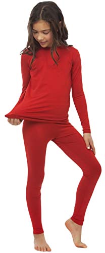 Bodtek Girls Thermal Long Underwear Set for Kids Fleece Lined Long Johns  for Pajamas or Base