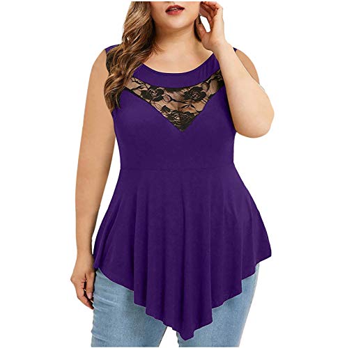 Women Plus Size Tops T-Shirt Short Sleeve Hollow Lace V Neck Solid