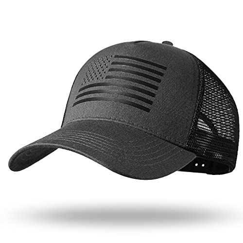 American Flag Trucker Hat - Snapback Hat, Baseball Cap for Men Women -  Breathable Mesh Side, Adjustable Fit 