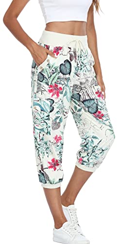 MISS MOLY Women's Loose Cropped Capris Cargo Joggers Pants Harem Sweatpants  Stylish Soft Casual with Pockets