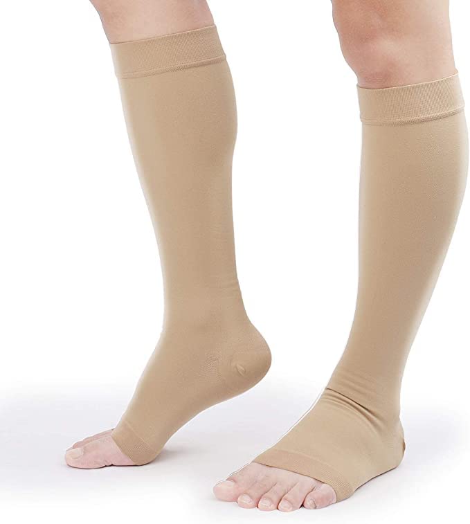 TOFLY 30-40mmHg Medical Graduated Compression Socks for Men & Women, Open  Toe Knee High Compression
