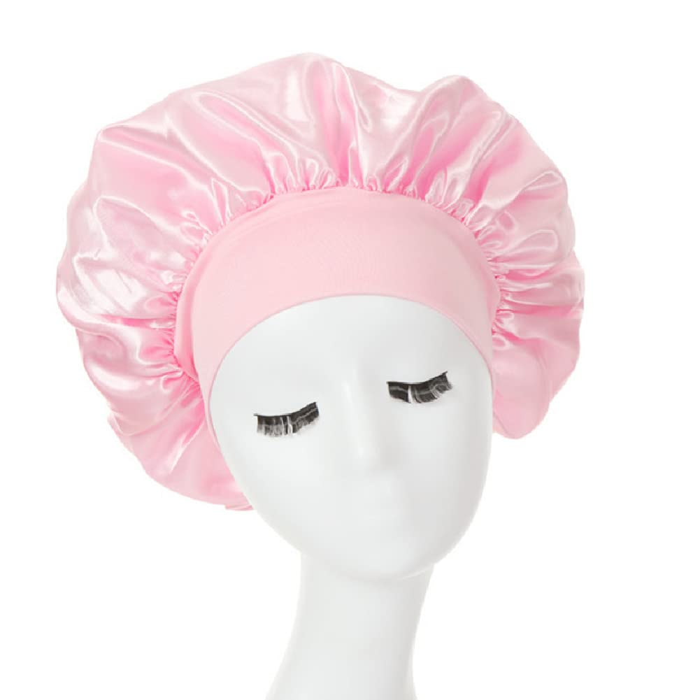 Women Satin Night Sleep Cap Hair Bonnet Hat Silk Head Cover Wide