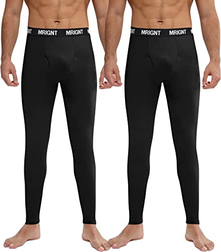 Men's Thermal Underwear Bottom Warm Lightweight Long Johns Classic Elastic  Base Layer Pants For Cold Weather, 2 Pack