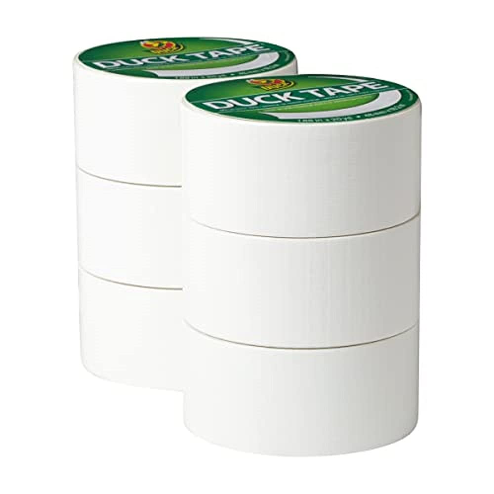Duck Brand 1265015_C Duck Color Duct Tape, 6-Roll, White, 6 Rolls