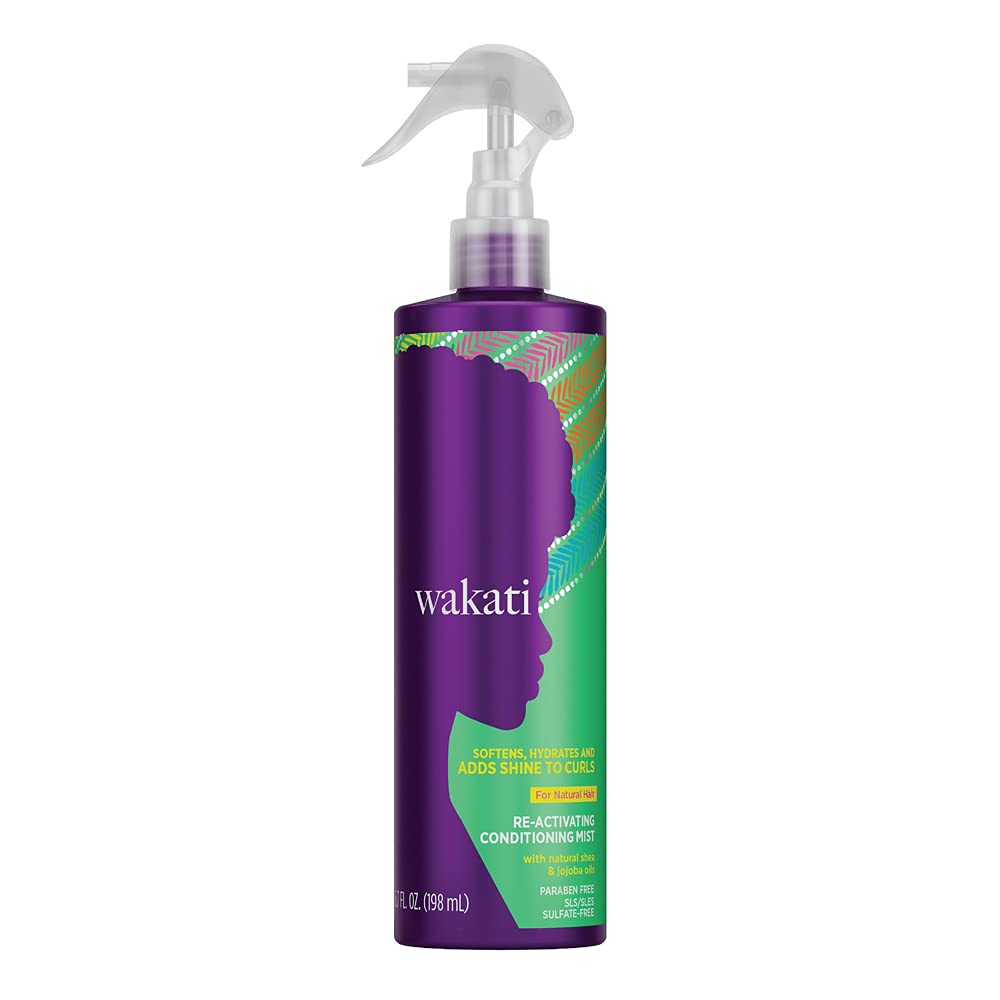 Wakati Re-Activating Non-Aerosol Conditioning Mist,  Ounce, Natural  Hair Moisturizer, Hair Texture Spray, Long