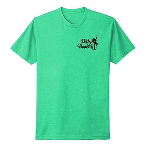 Dirty Hooker Fishing Gear, Apple Green Premium T-Shirt with Vintage Black  Logo X-Large