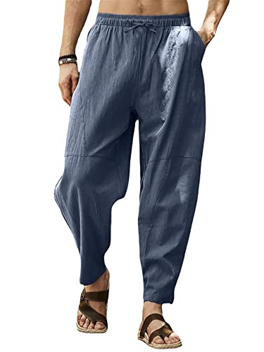 Summer Loose Harem Pants Men's Beach Pants Solid Color Comfort Casual  Trousers | eBay