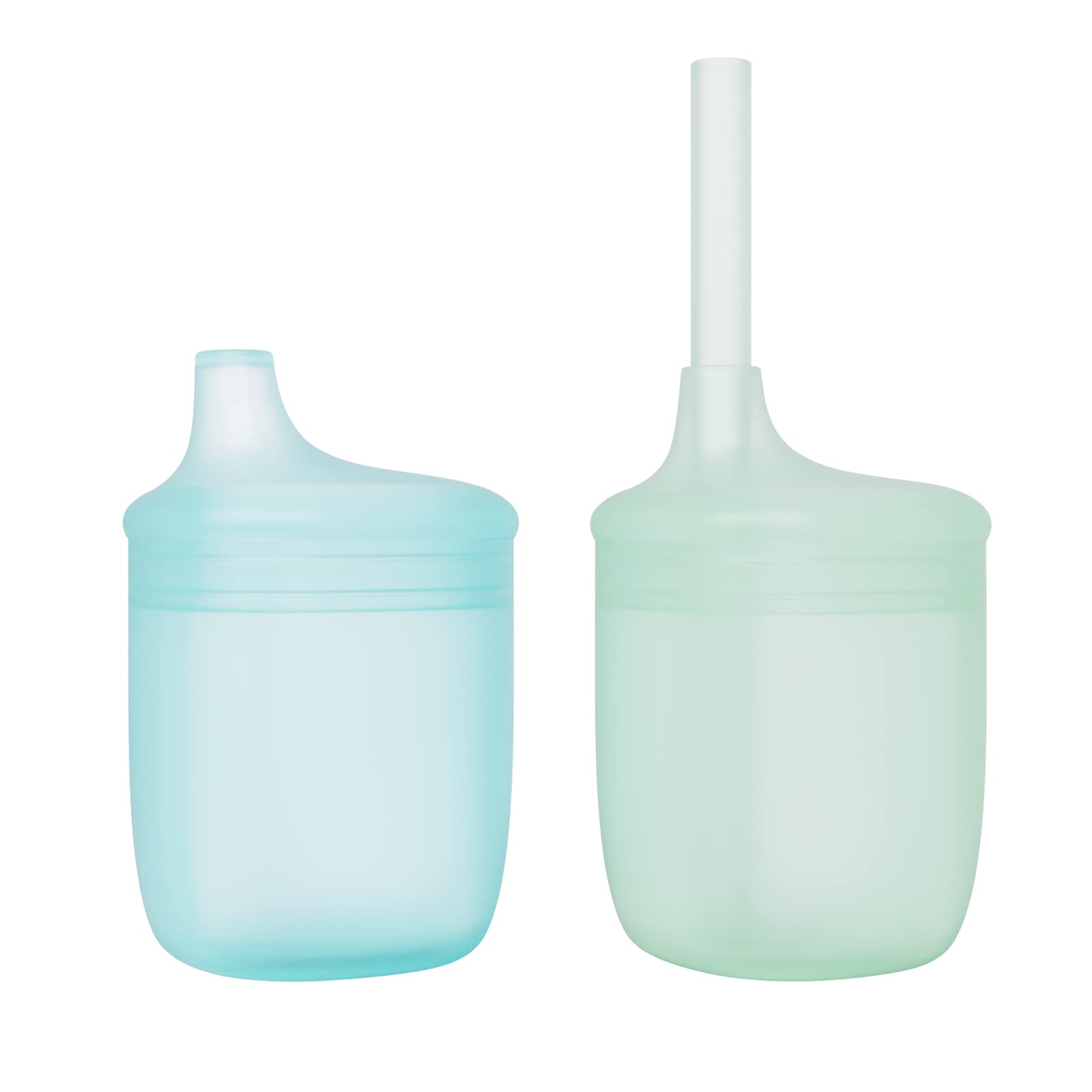 Mengdababy Straw Sippy Cup for Baby 6 Months+ Silicone Transition Cups for Toddler  Spill Proof See-thru Babies Cup 100% Food Grade with No Fillers BPA Free  Microwave Blue Green