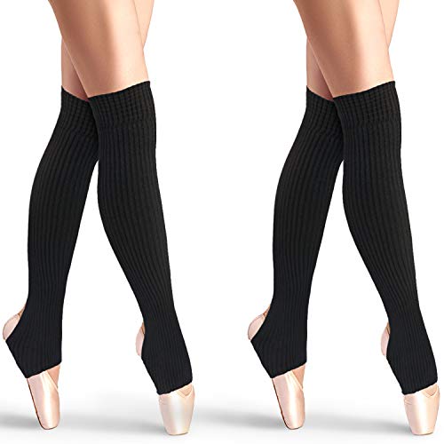 2 Pairs Stirrup Leg Warmers Straight Over the Knee Socks 21.65 Inch Ballet Dance  Socks Yoga Latin Boot Cuffs Socks for Women and Girls