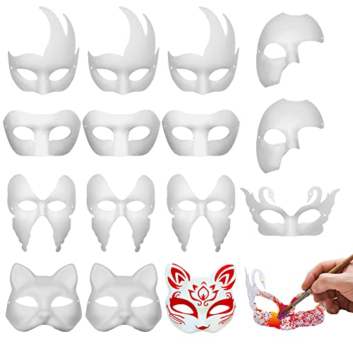 White Cat Mask With Set of Colors and Brushes to Paint It Mask With Colors  Handmade Carnival Mask 