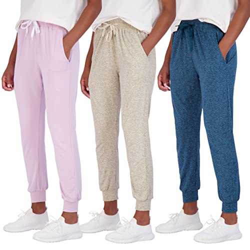 Real Essentials 3 Pack: Women's Ultra-Soft Lounge Joggers Athletic