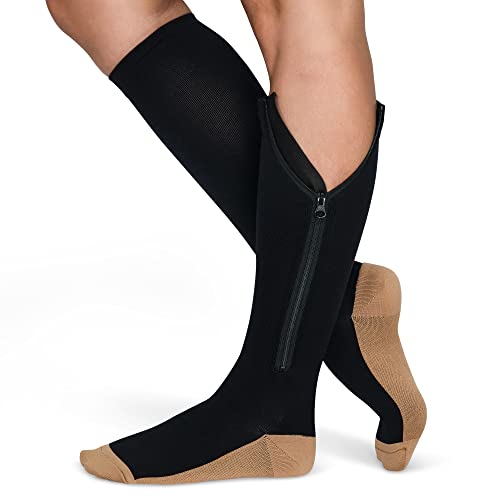 TheraMagic Zipper Compression Socks for Men & Women, 20-30mmHg