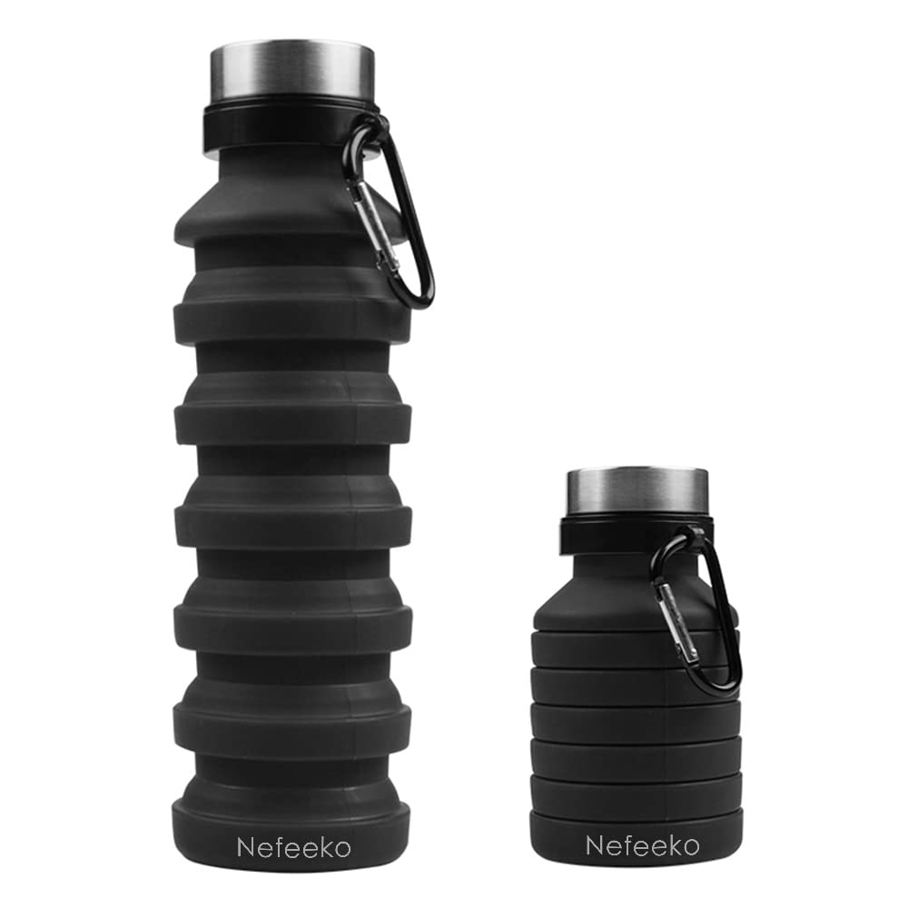 Nefeeko Collapsible Water Bottle, Reuseable BPA Free Silicone Foldable Water  Bottles for Travel Gym Camping Hiking