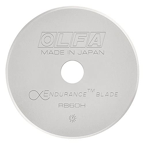 OLFA 60mm Rotary Cutter Replacement Blade, 1 Blade (RB60H-1) - Tungsten  Steel Endurance Circular Rotary Fabric