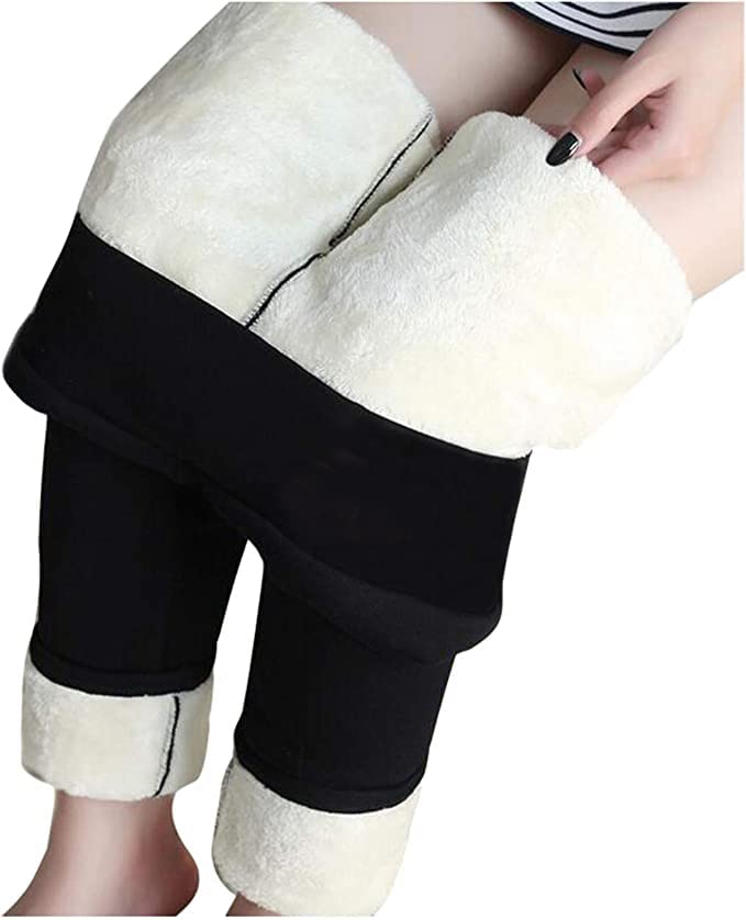 Winter Sherpa Fleece Lined Leggings For Women, High Waist Stretchy Thick  Cashmere Leggings Plush Warm Thermal Pants
