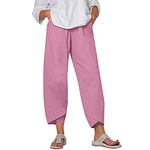 Vickyleb Ladies Solid Color Drawstring Elastic Waist Casual Loose Foot  Fleece Sweatpants Cotton Casual Pants for Women XX-Large Z2b-pink