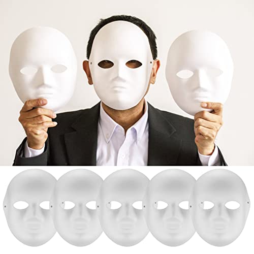 Blank White Paper Mache Full Face Masquerade Mask