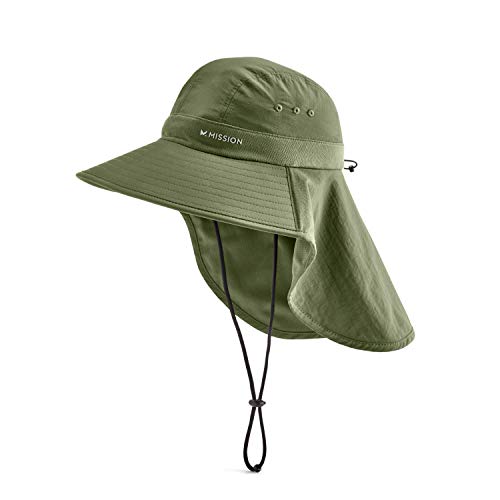 MISSION Sun Defender Cooling Neck Guard, Wide Brim Hats for Women and Men  Bronze Green