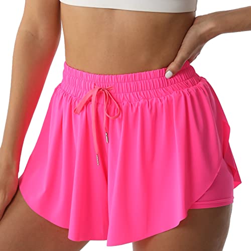Flowy Shorts for Women Butterfly Shorts for Girls, Summer Cute Preppy  Clothes for Teen Girls, Kids Preppy Shorts Hot-pink X-Small