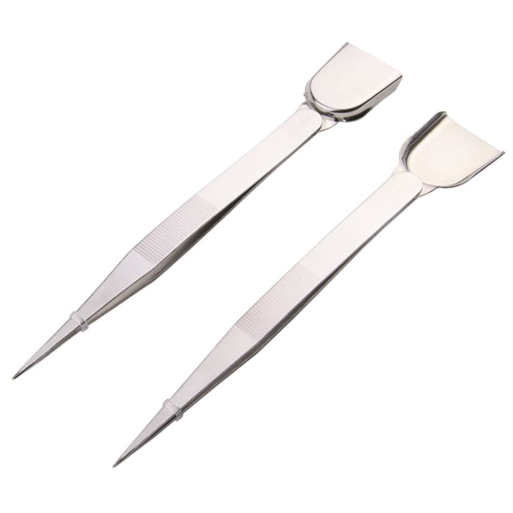 2 Pieces Stainless Steel Tweezers with Shovel Stainless Steel Handy Tweezer  with Shovel Diamond Gem Tweezers Jewelry Tweezers with Scoop Gems Pick Up  Beads Tools for Beads Gems Diamond