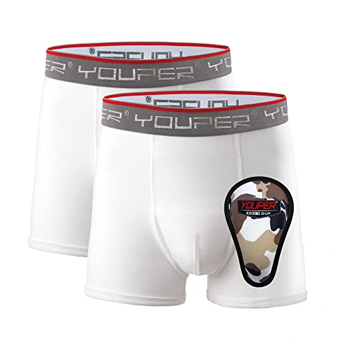  Youper Youth Brief w/Soft Athletic Cup, Boys Underwear w/ Baseball Cup (2-Pack) (White, X-Small): Clothing, Shoes & Jewelry
