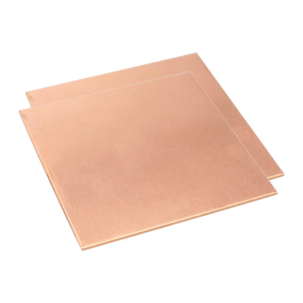 Tynulox 16 Gauge 99.9% Pure Copper Sheet 2 Pcs (0.05 x 3.9 x 3.9) Copper  Plates Brass Plates for Jewelry Crafts Repairs Electrical 16Ga Thickness  3.9W 3.9L