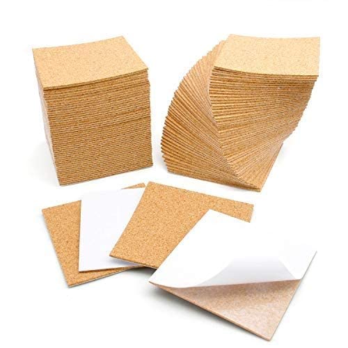 Blisstime 100 Pcs Self-Adhesive Cork Sheets 4x 4 for DIY