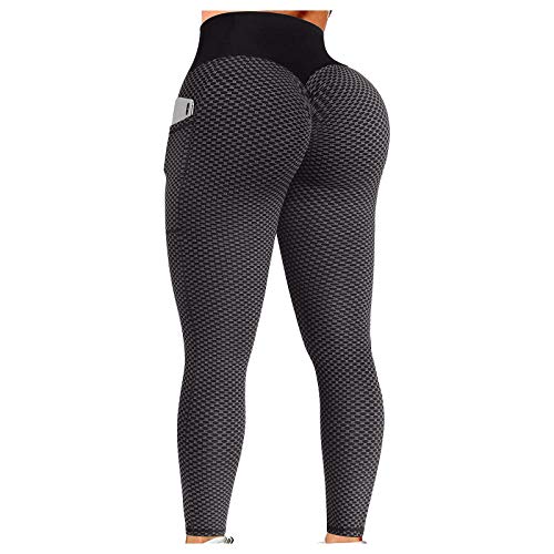 DAZLOR Women Ruched Butt Lifting Leggings Pockets High Waist Scrunch  Textured Compression Yoga Pants Booty Workout