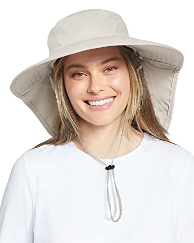 Womens Mens UPF 50+ Hiking Fishing Hat Waterproof Nylon Wide Brim Hat with  Large Neck
