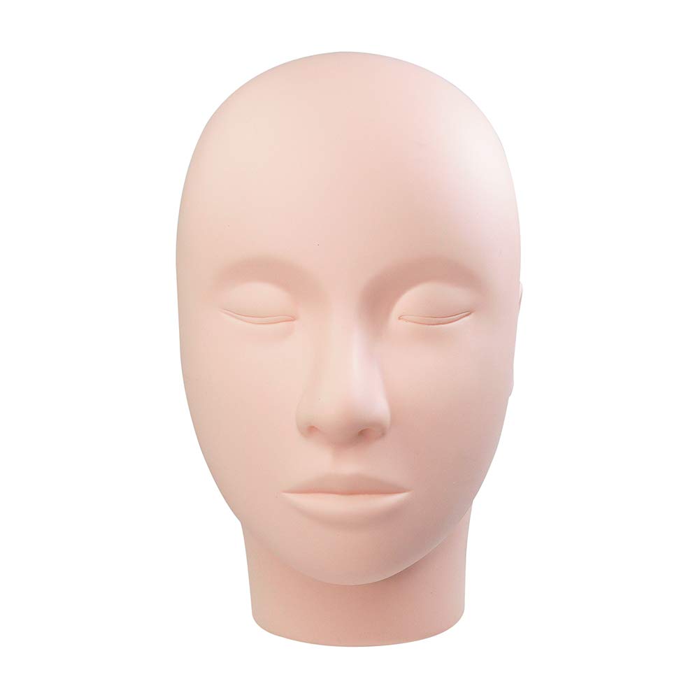 LASHVIEW Lash Mannequin Head, Practice Training Head,Make Up and Lash  Extention,Cosmetology Doll Face Head,Soft-Touch Rubber Practice Head,Easy  to Clean by Skincare Essential Oil. Pink