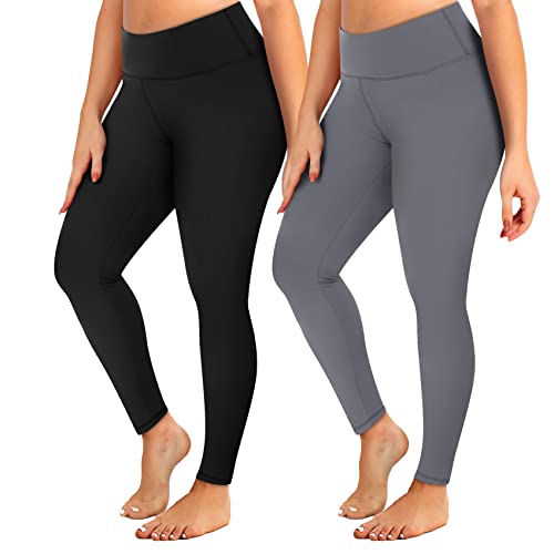 YOLIX 2 Pack Plus Size Leggings with Pockets for Women 2X 3X 4X