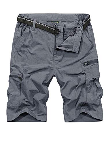 Jessie Kidden Mens Outdoor Casual Expandable Waist Lightweight Water  Resistant Quick Dry Fishing Hiking Shorts Grey 36
