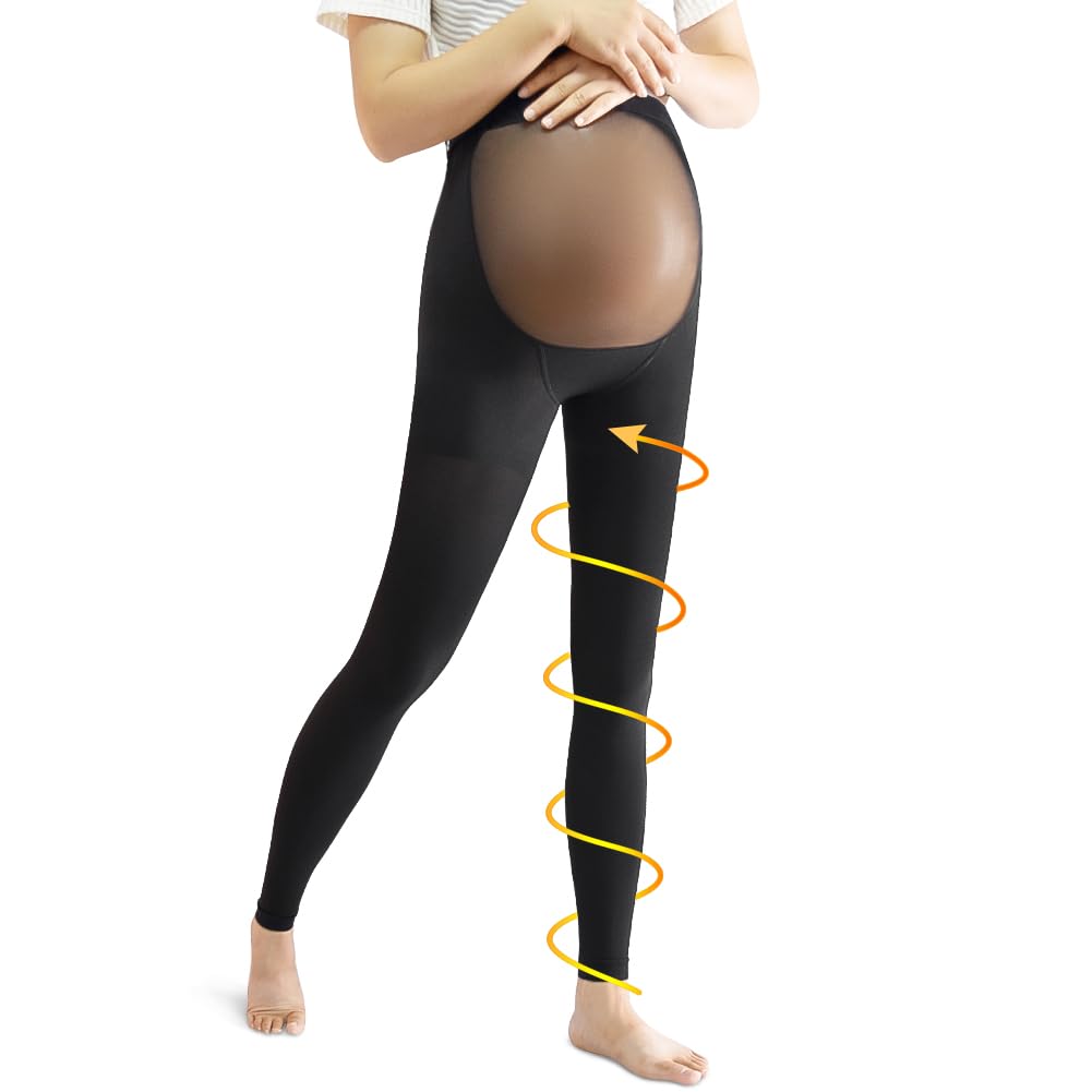 Maternity Medical Compression Tights by Beister 20-30mmHg Graduated Support Pregnancy  Legging with Button Elastic Band