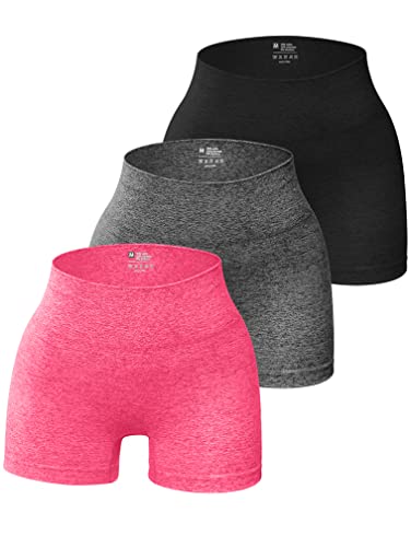 OQQ 3 Piece for Women Yoga Shorts Workout Athletic Seamless High