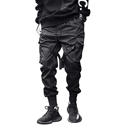 Aelfric Eden Mens Joggers Pants Long Multi-Pockets Outdoor Fashion Casual  Jogging Cool Pant with Drawstring Black Medium