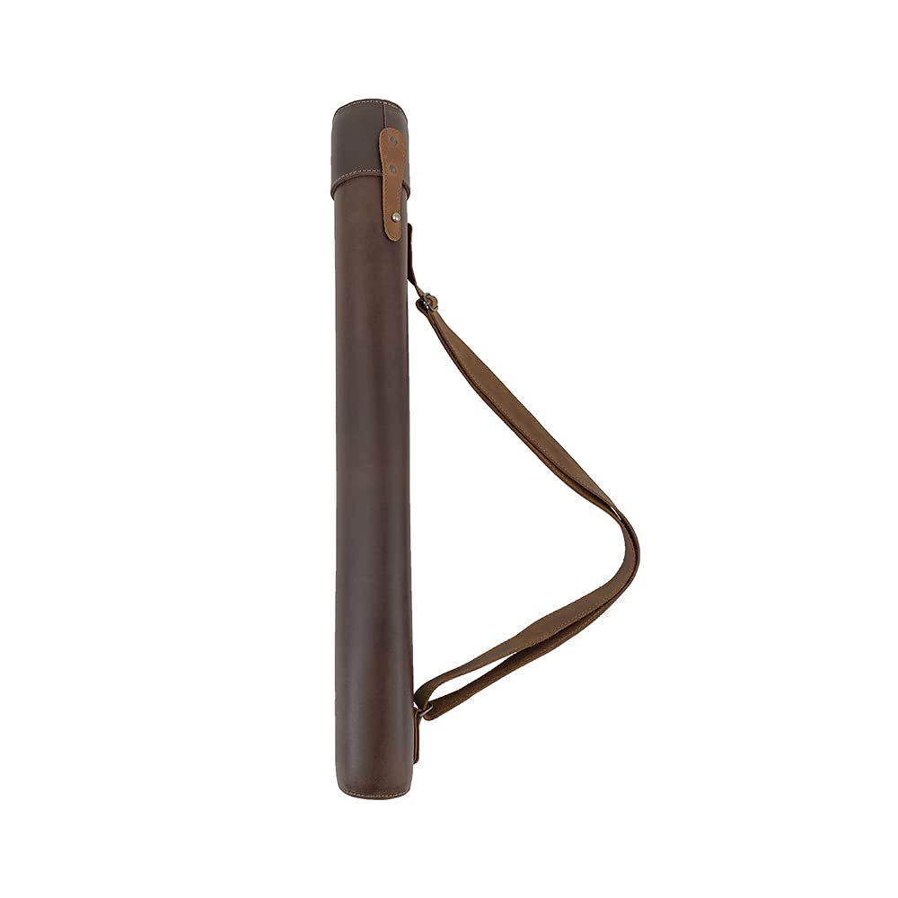Hide & Drink, Architect Drawing Blueprint Tube W/Adjustable Strap Handmade  from Full Grain Leather - Bourbon Brown
