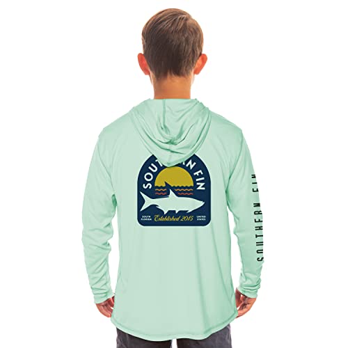 Kids Fishing Hoodie Shirt Long Sleeve UV UPF SPF Sun Protection Youth Boys  Girls Medium Seagrass