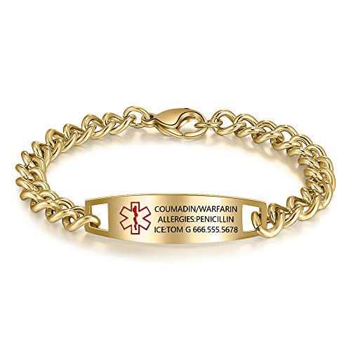Custom Engraved Gold Medical ID Bracelets For Kids | Lauren's Hope