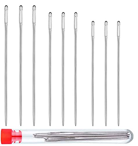 9 PCS Large Eye Stitching Needles - 3 Sizes Stitching Needles 3.5inch to  4.9inch Big Eye Hand Sewing Needles for Stitching and Crafting Projects