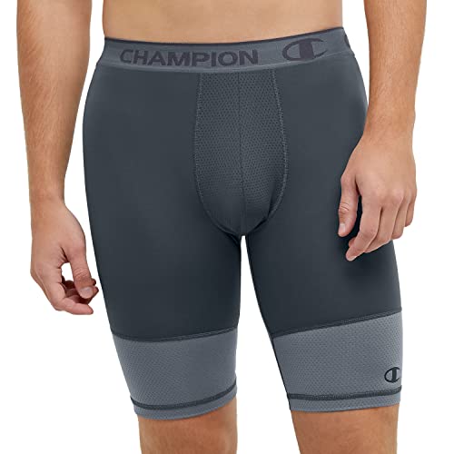 Champion Men's Total Support Pouch Compression Shorts, Sport Shorts for  Men, Wicking, 6 & 9 Large 9 Inches Stealth/Stormy Night C Logo