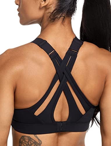 Yvette Sports Bra High Impact Adjustable Criss Cross Back, Full Support for  Large Bust No Bounce Black New + Adjustable Strap + High Impact Large Plus