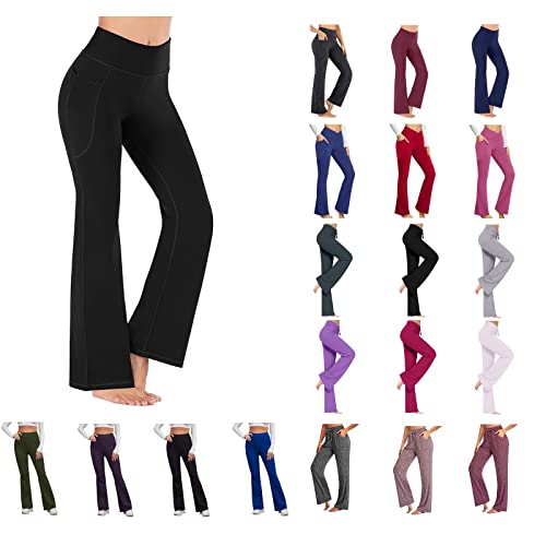 High Waisted Flare Pants Cotton Yoga Pants Bootcut Pants Wide Leg