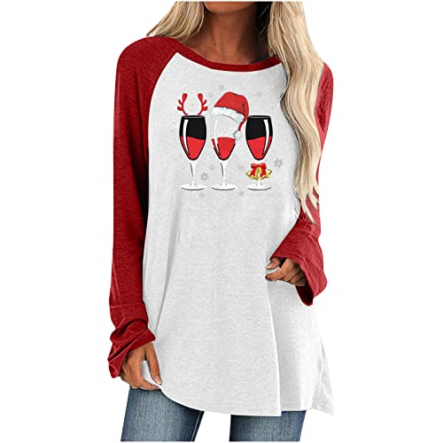 Christmas Shirts for Women Plus Size Long Sleeve Tunic Tops Cute