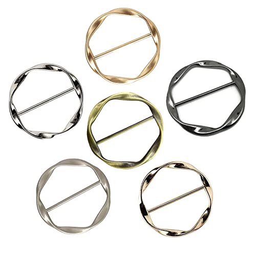 4 Pcs Scarf Ring Clips Metal Openwork Round Circle Clasp Clip Waist Pin Shawl Buckle Clothing Wrap Pins Accessories for Women,Temu